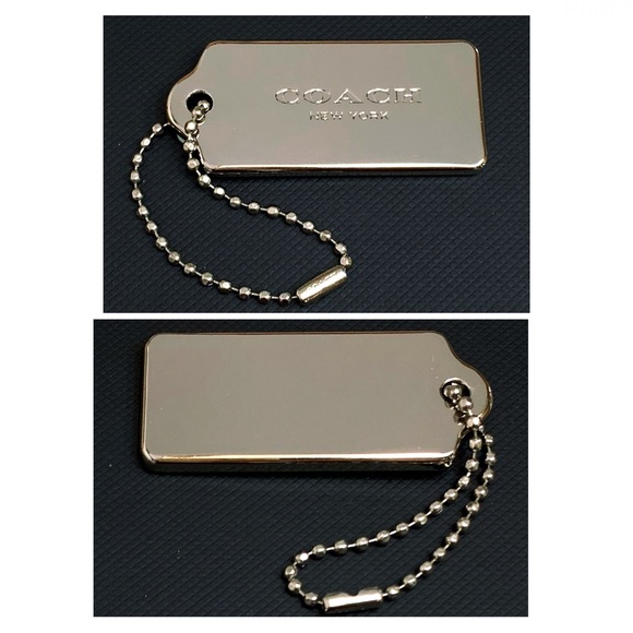 NEW AUTH. Coach Chrome Tone Signature COACH Logo Bag Charm/ Key Chain/ Hang Tag - Picture 6 of 6